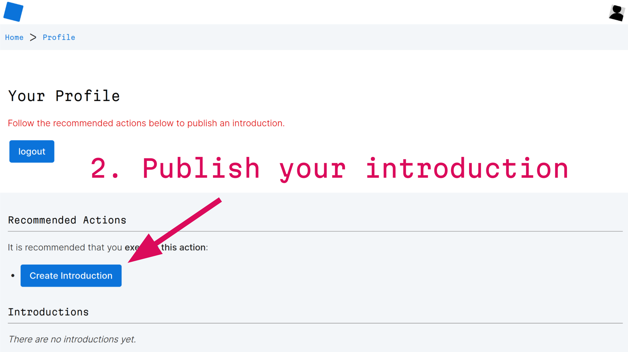 Step 2: publish your introduction from your profile
